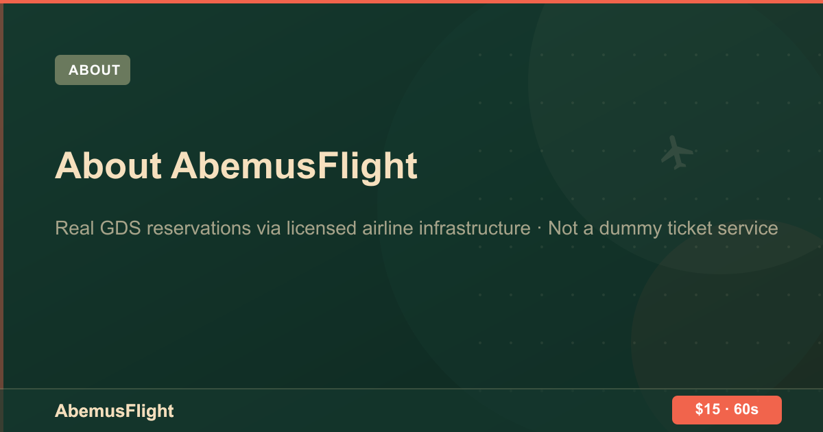About AbemusFlight — Real Onward Tickets via GDS Infrastructure
