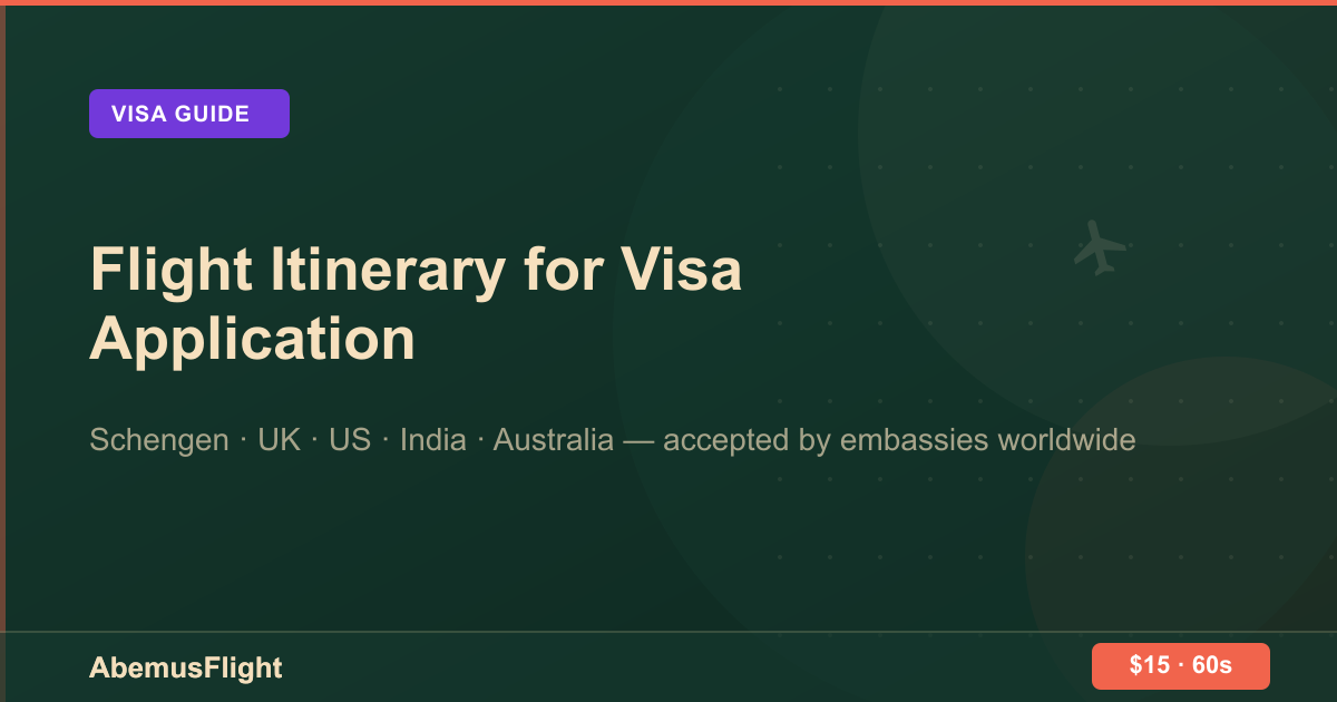 Flight Itinerary for Visa Application — AbemusFlight