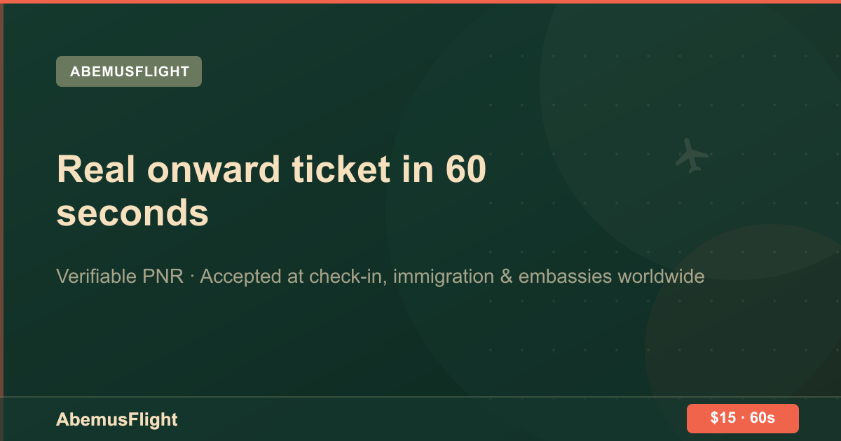 Onward Ticket for South Africa — AbemusFlight